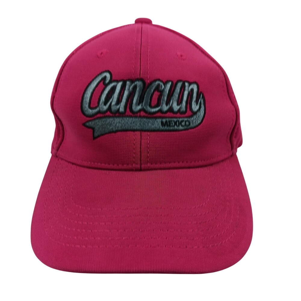 Cancun Mexico Hat Cap Strap Back Pink Embroidered Souvenir Travel Mens One Size